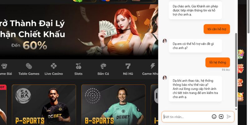 Liên hệ VE88 Live Chat trực tuyến