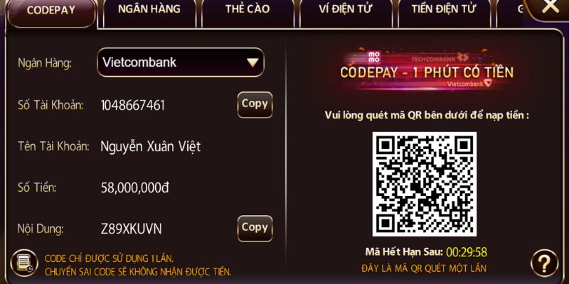 Khám phá các phương thức nạp tiền VE88